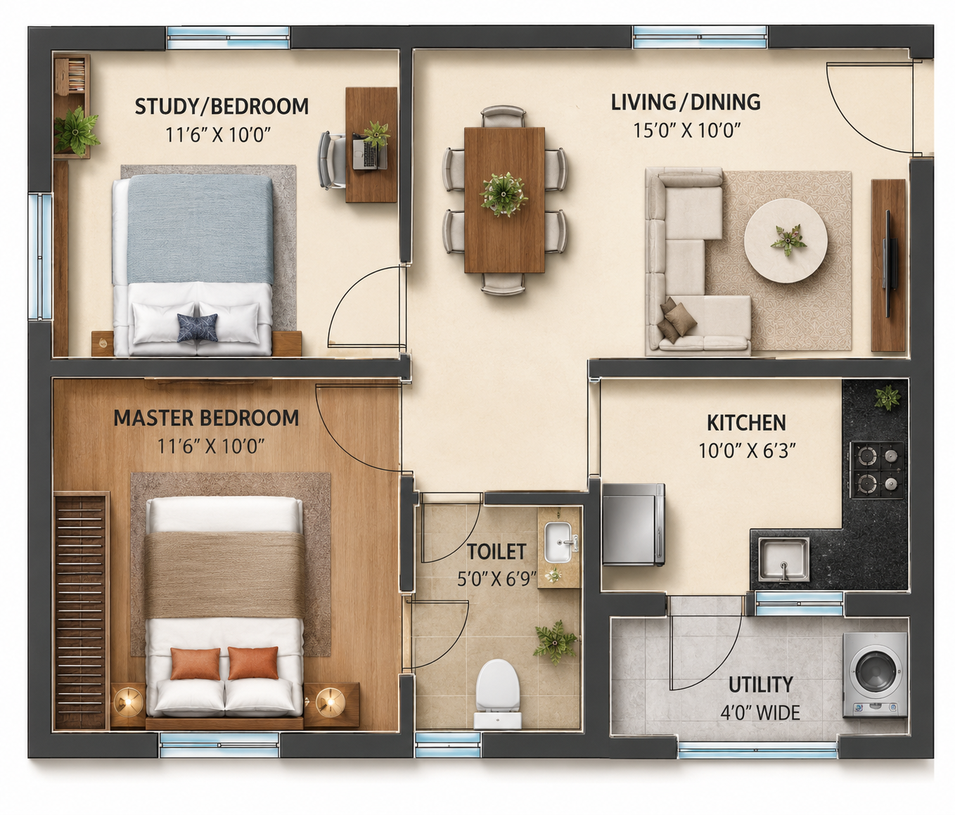 800 SFT Floor Plan